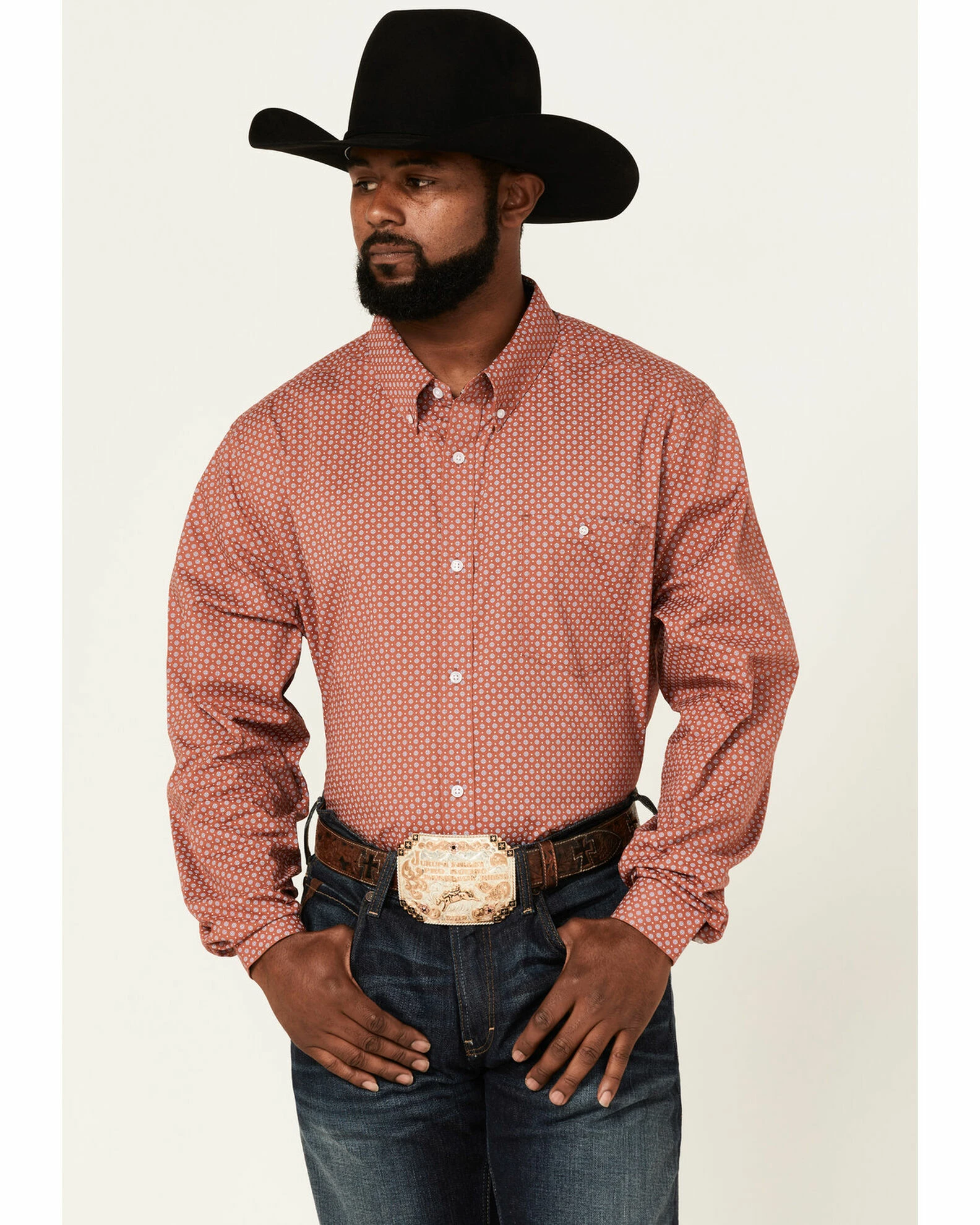 Rank 45 Men's Mash Up Floral Geo Print Long Sleeve Button-Down Western Shirt 3 Rank 45 Men's Mash Up Floral Geo Print Long Sleeve Button-Down Western Shirt