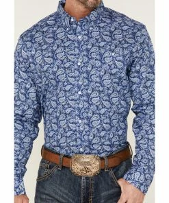 Rank 45 Men's Dally Paisley Print Long Sleeve Button-Down Western Shirt  Blue -Rank 45 shop 2000364978 400 P3
