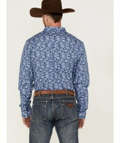Rank 45 Men's Dally Paisley Print Long Sleeve Button-Down Western Shirt  Blue -Rank 45 shop 2000364978 400 P4