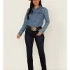 Rank 45 Women's Dark Wash Mid Straight Riding Jeans -Rank 45 shop 2000364980 416 P1