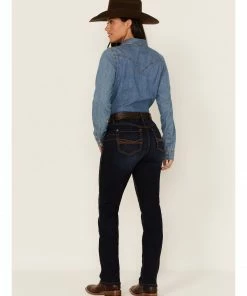 Rank 45 Women's Dark Wash Mid Straight Riding Jeans -Rank 45 shop 2000364980 416 P3