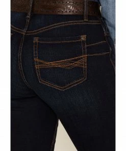 Rank 45 Women's Dark Wash Mid Straight Riding Jeans -Rank 45 shop 2000364980 416 P4