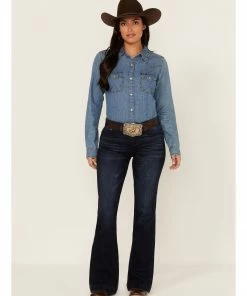 Rank 45 Women's Dark Wash Mid Riding Flare Jeans -Rank 45 shop 2000364981 416 P1 1