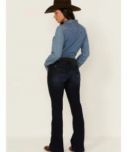 Rank 45 Women's Dark Wash Mid Riding Flare Jeans -Rank 45 shop 2000364981 416 P3