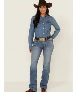 Rank 45 Women's Medium Wash Mid-Rise Stretch Bootcut Riding Jeans -Rank 45 shop 2000364982 414 P1 1