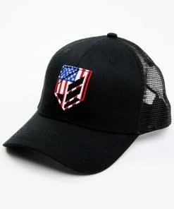 Rank 45 Men's American Flag Shield Patch Mesh-Back Ball Cap 