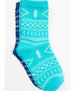 Rank 45 Girls' Southwestern Print Crew Socks - 2-Pack Multi
