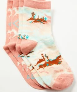 Rank 45 Girls' Desert Horse Print Crew Socks - 2-Pack Multi -Rank 45 shop 2000365338 900 P1 1