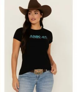 Rank 45 Women's Southwestern Serape Logo Graphic Tee Black