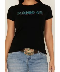 Rank 45 Women's Southwestern Serape Logo Graphic Tee Black -Rank 45 shop 2000365649 001 P3