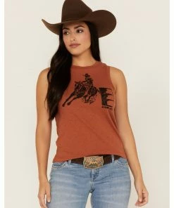 Rank 45 Women's Barrel Racer Graphic Tank Top Rust Copper