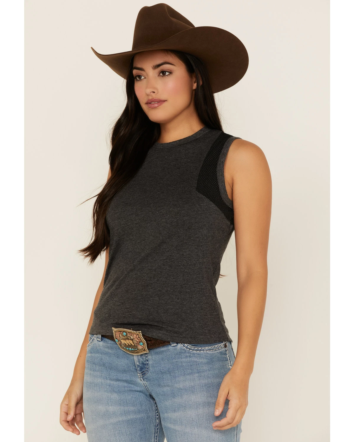 Rank 45 Women's Mesh Panel Tank Top Black 7 Rank 45 Women's Mesh Panel Tank Top Black - Image 5