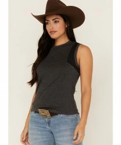 Rank 45 Women's Mesh Panel Tank Top Black