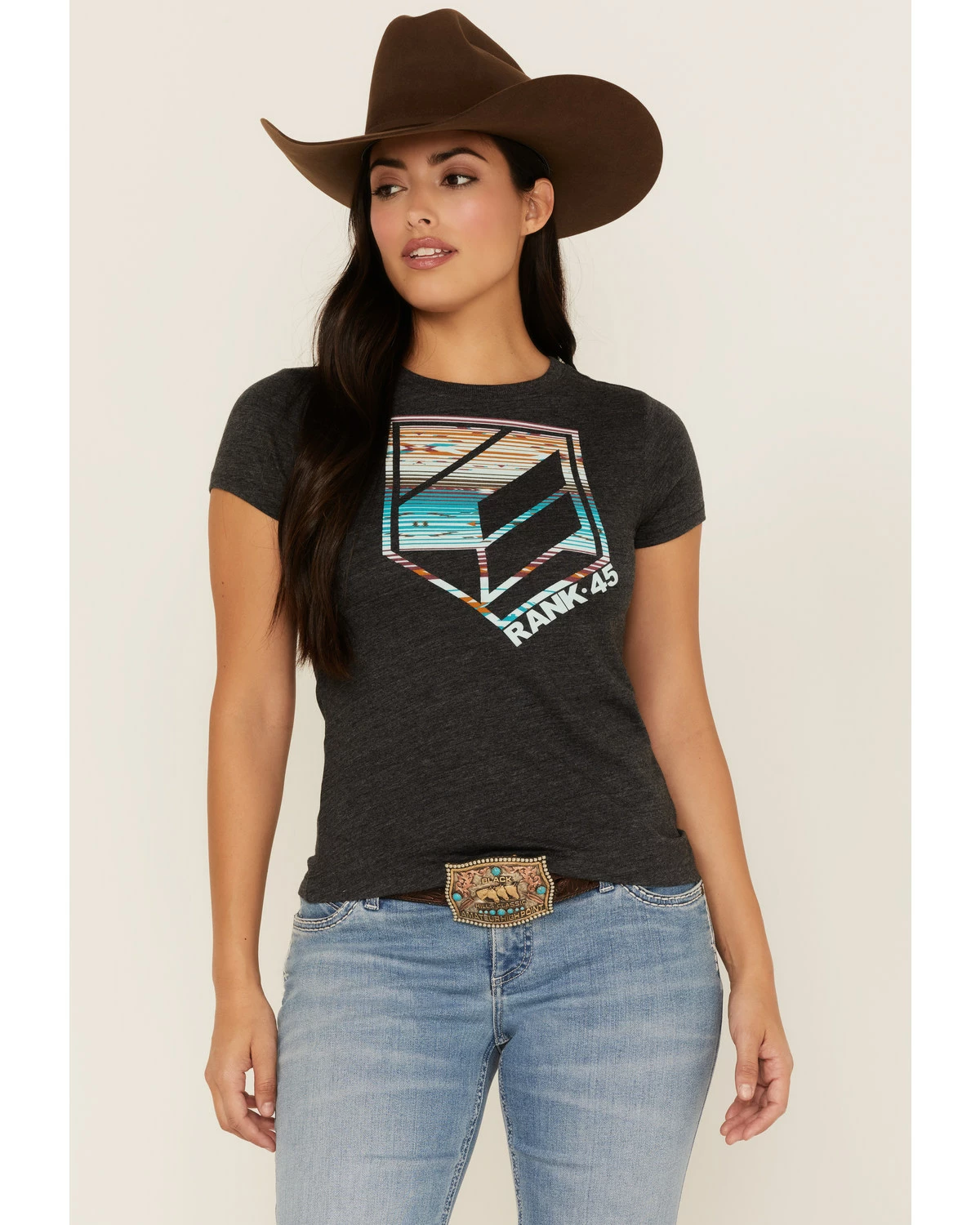 Rank 45 Women's Southwestern Serape Chute Logo Graphic Tee Black 7 Rank 45 Women's Southwestern Serape Chute Logo Graphic Tee Black - Image 5