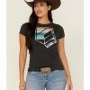 Rank 45 Women's Southwestern Serape Chute Logo Graphic Tee Black -Rank 45 shop 2000365654 001 P1