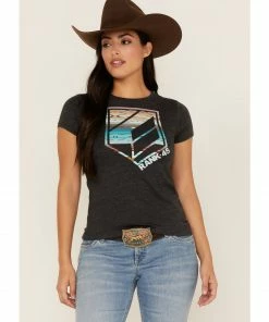 Rank 45 Women's Southwestern Serape Chute Logo Graphic Tee Black