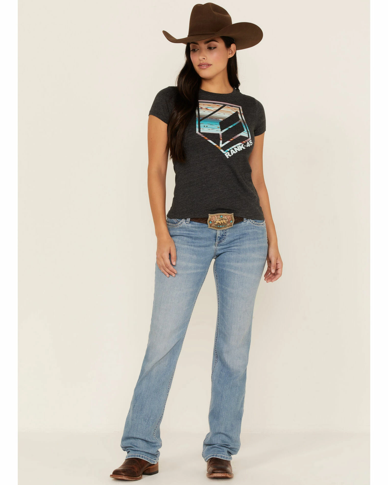 Rank 45 Women's Southwestern Serape Chute Logo Graphic Tee Black 4 Rank 45 Women's Southwestern Serape Chute Logo Graphic Tee Black - Image 2