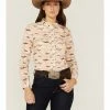 Rank 45 Women's Southwestern Desert Scene Print Long Sleeve Western Snap Shirt Ivory -Rank 45 shop 2000365655 103 P1