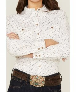 Rank 45 Women's Western Cactus Conversation Riding Long Sleeve Button Down Western Shirt Ivory -Rank 45 shop 2000365656 103 P3