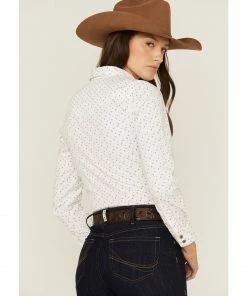 Rank 45 Women's Western Cactus Conversation Riding Long Sleeve Button Down Western Shirt Ivory -Rank 45 shop 2000365656 103 P4