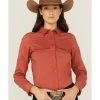 Rank 45 Women's Vented Performance Outdoor Long Sleeve Snap Western Shirt Brick Red -Rank 45 shop 2000365658 644 P1