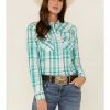Rank 45 Women's Plaid Long Sleeve Snap Riding Western Shirt Turquoise 2 Rank 45 Women's Plaid Long Sleeve Snap Riding Western Shirt Turquoise -Rank 45 shop 2000365661 440 P1