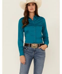 Rank 45 Women's Vented Performance Outdoor Long Sleeve Snap Western Shirt Teal 11 Rank 45 Women's Vented Performance Outdoor Long Sleeve Snap Western Shirt Teal -Rank 45 shop 2000365662 442 P1 1