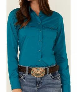 Rank 45 Women's Vented Performance Outdoor Long Sleeve Snap Western Shirt Teal 9 Rank 45 Women's Vented Performance Outdoor Long Sleeve Snap Western Shirt Teal -Rank 45 shop 2000365662 442 P3