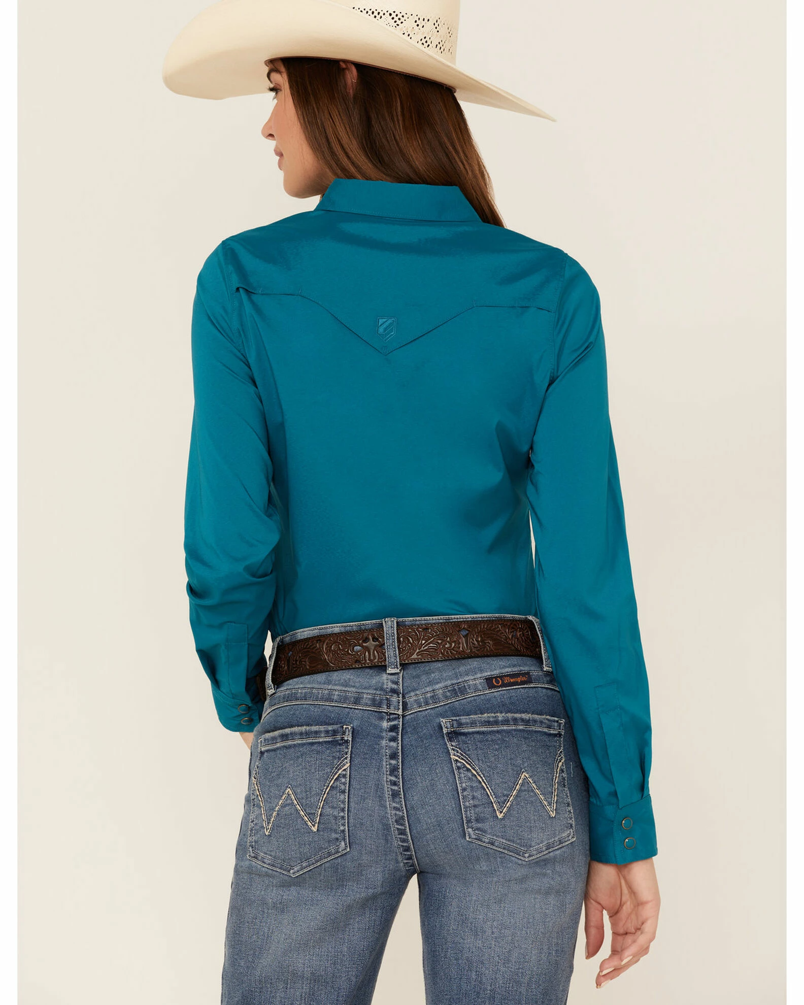 Rank 45 Women's Vented Performance Outdoor Long Sleeve Snap Western Shirt Teal 6 Rank 45 Women's Vented Performance Outdoor Long Sleeve Snap Western Shirt Teal - Image 4