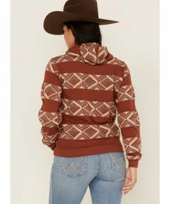 Rank 45 Women's Southwestern Stripe Hoodie Rust Copper -Rank 45 shop 2000365663 220 P4