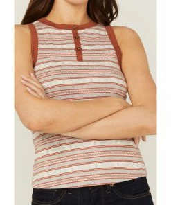 Rank 45 Women's Southwestern Stripe Henley Tank Top Rust Copper 9 Rank 45 Women's Southwestern Stripe Henley Tank Top Rust Copper -Rank 45 shop 2000365664 220 P3