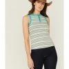 Rank 45 Women's Southwestern Stripe No Yank Henley Tank Teal 1 Rank 45 Women's Southwestern Stripe No Yank Henley Tank Teal -Rank 45 shop 2000365665 442 P1