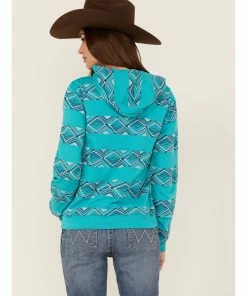 Rank 45 Women's Southwestern Stripe Pullover Sweatshirt Hoodie Turquoise -Rank 45 shop 2000365666 440 P4