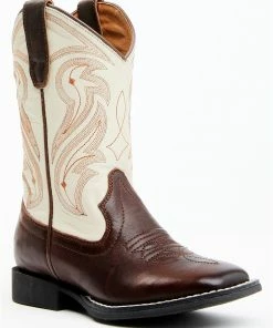 Rank 45 Kid's Austin Western Boots - Broad Square Toe For Unisex-Kid Ivory