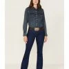 Rank 45 Women's Dark Wash Mid-Rise Flare Jeans