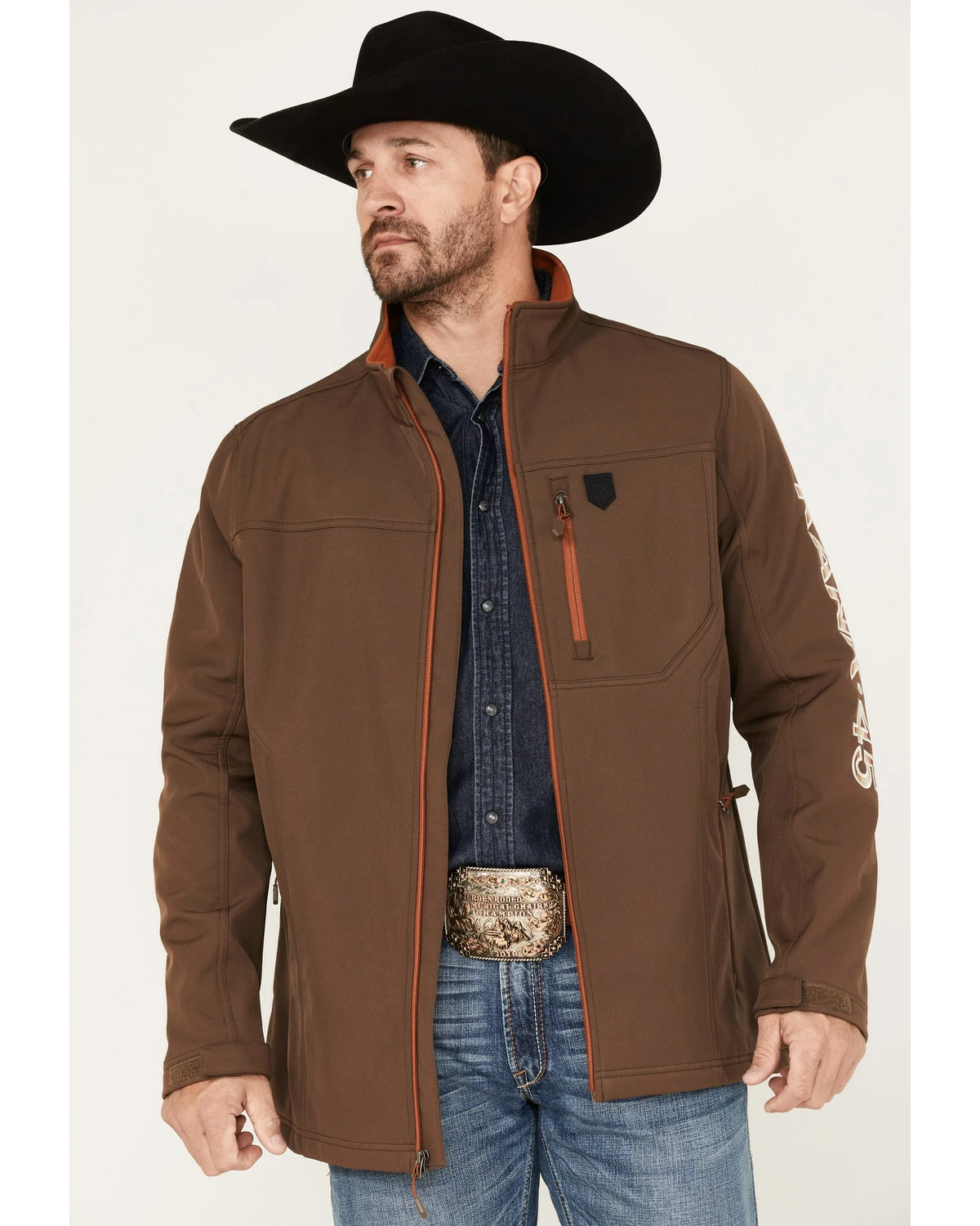 Rank 45 Men's Bronco Striped Embellished Softshell Jacket Brown 7 Rank 45 Men's Bronco Striped Embellished Softshell Jacket Brown - Image 5