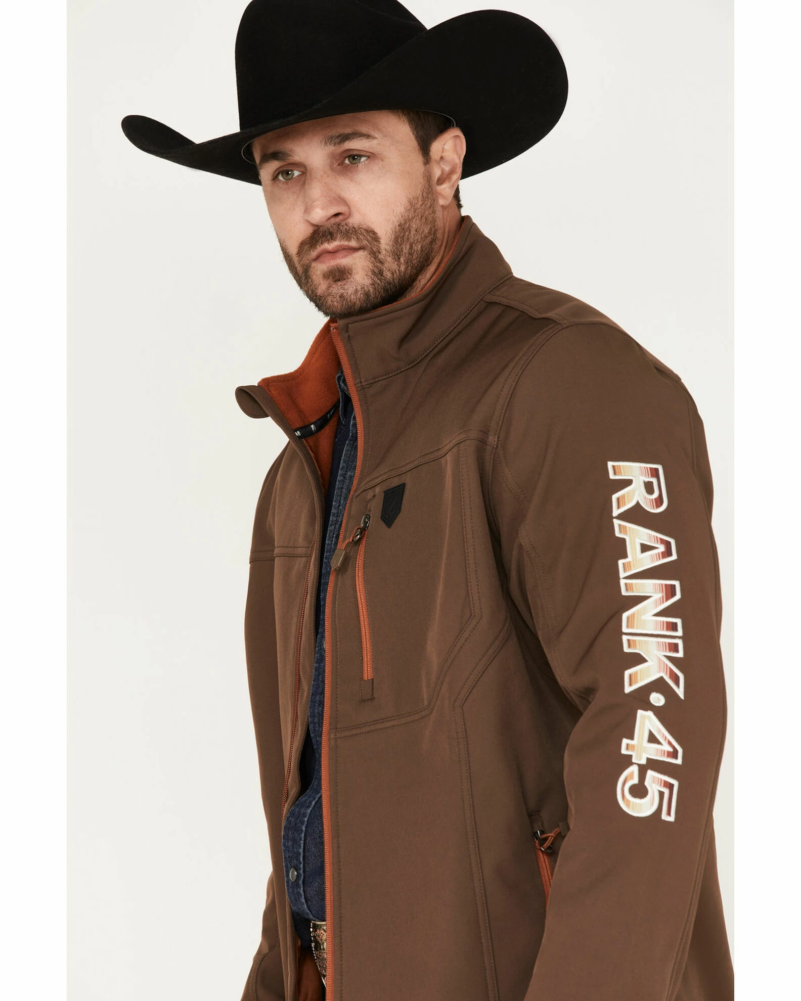Rank 45 Men's Bronco Striped Embellished Softshell Jacket Brown 4 Rank 45 Men's Bronco Striped Embellished Softshell Jacket Brown - Image 2