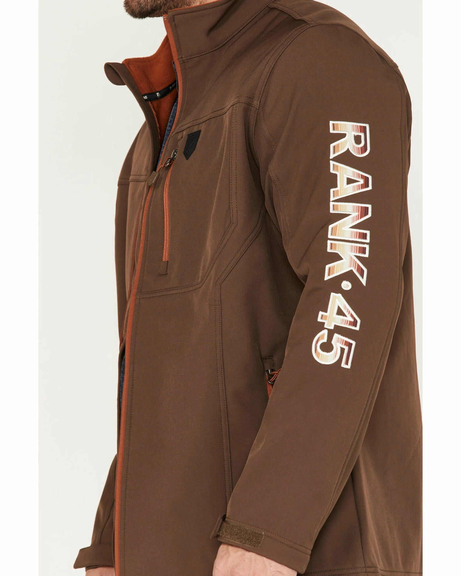 Rank 45 Men's Bronco Striped Embellished Softshell Jacket Brown 5 Rank 45 Men's Bronco Striped Embellished Softshell Jacket Brown - Image 3