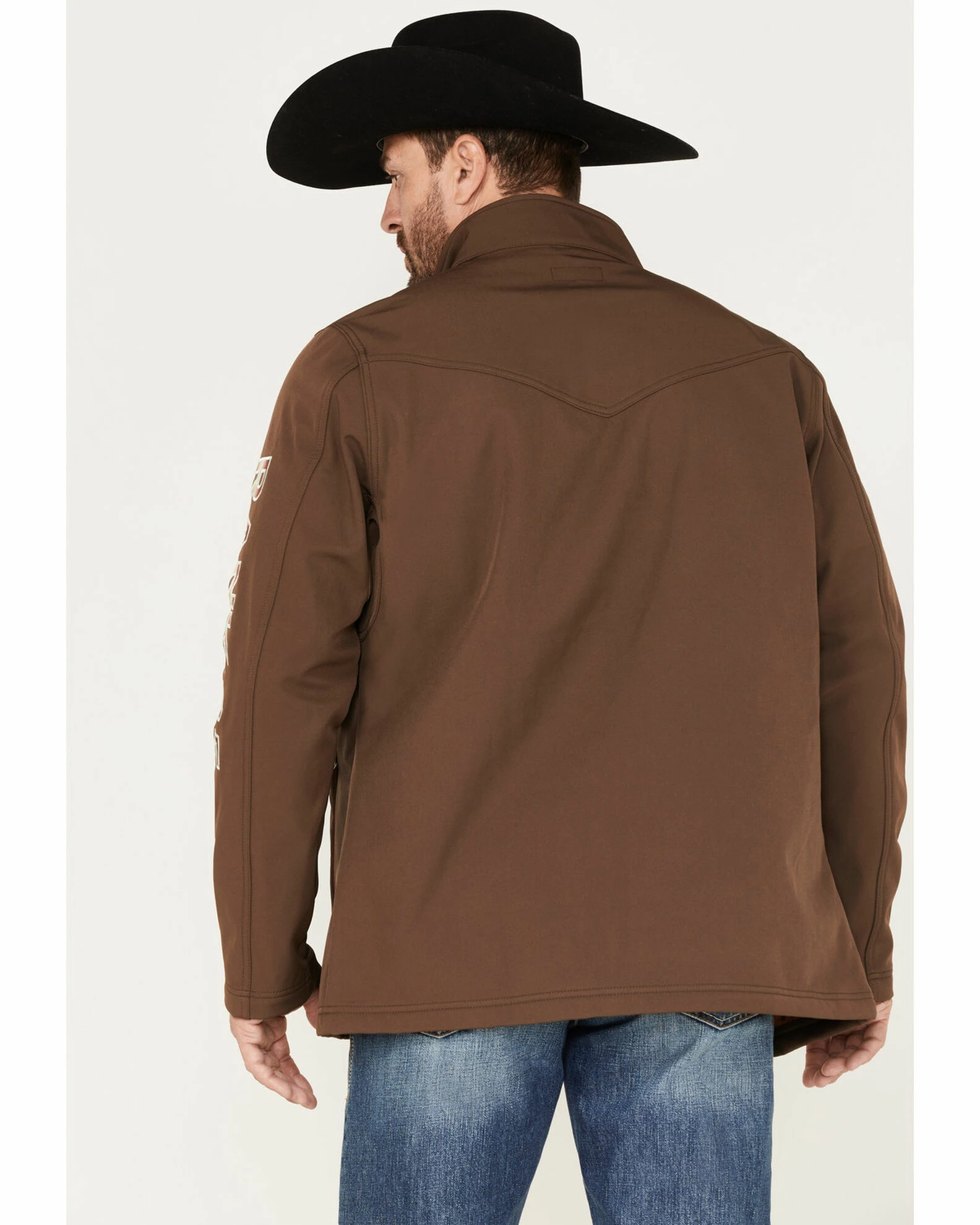 Rank 45 Men's Bronco Striped Embellished Softshell Jacket Brown 6 Rank 45 Men's Bronco Striped Embellished Softshell Jacket Brown - Image 4