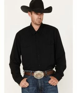 Rank 45 Men's Roughie Performance Long Sleeve Button-Down Shirt Black