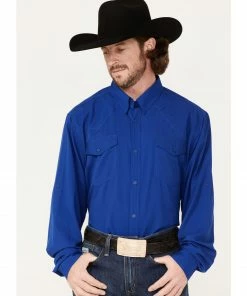 Rank 45 Men's Roughie Performance Long Sleeve Button-Down Shirt Blue