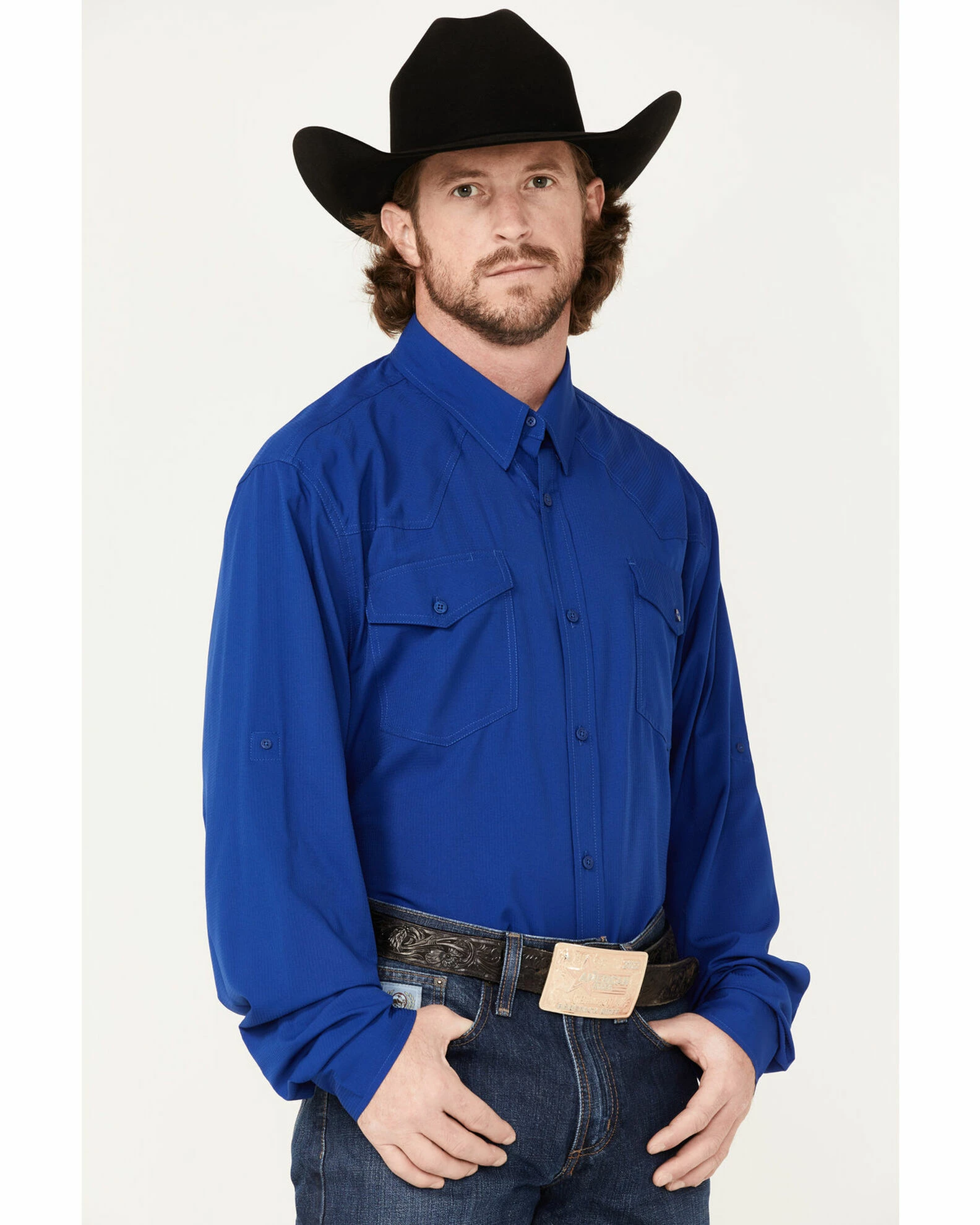 Rank 45 Men's Roughie Performance Long Sleeve Button-Down Shirt Blue 4 Rank 45 Men's Roughie Performance Long Sleeve Button-Down Shirt Blue - Image 2