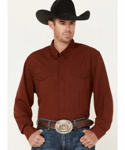 Rank 45 Men's Roughie Performance Long Sleeve Western Button-Down Shirt  Red -Rank 45 shop 2000374015 600 P1 1