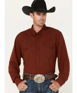 Rank 45 shop 6 Rank 45 Men's Roughie Performance Long Sleeve Western Button-Down Shirt Red