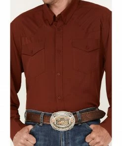Rank 45 Men's Roughie Performance Long Sleeve Western Button-Down Shirt  Red -Rank 45 shop 2000374015 600 P3