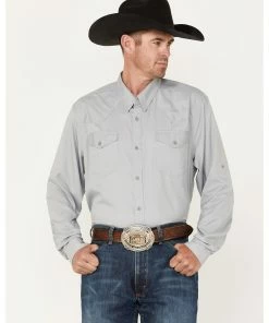 Rank 45 Men's Roughie Performance Long Sleeve Western Button-Down Shirt Grey