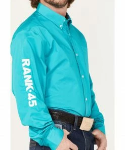Rank 45 Men's Solid Long Sleeve Button-Down Snap Shirt Teal 9 Rank 45 Men's Solid Long Sleeve Button-Down Snap Shirt Teal -Rank 45 shop 2000374017 442 P3