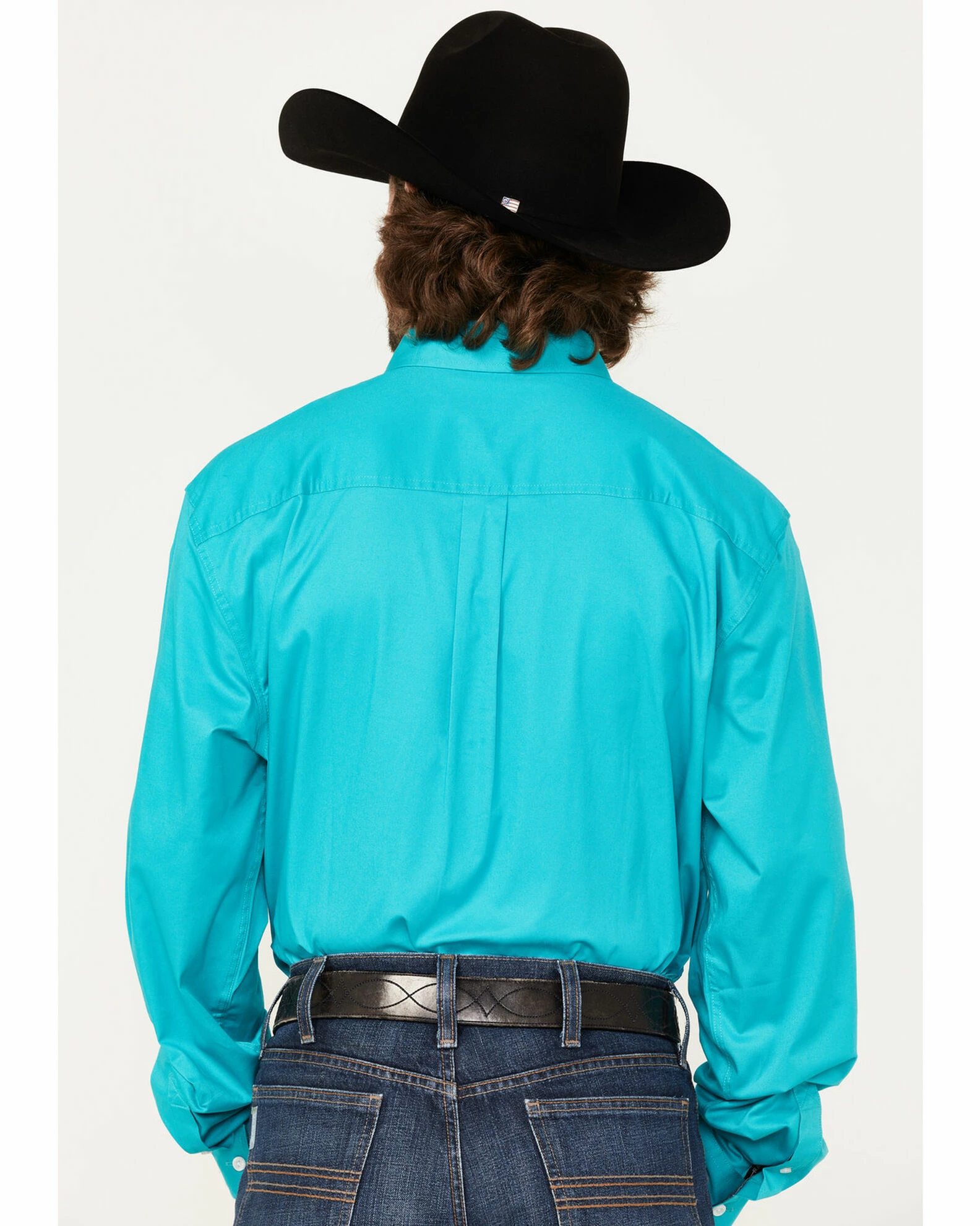 Rank 45 Men's Solid Long Sleeve Button-Down Snap Shirt Teal 6 Rank 45 Men's Solid Long Sleeve Button-Down Snap Shirt Teal - Image 4