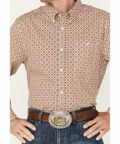 Rank 45 Men's Stirrup Geo Print Long Sleeve Western Button-Down Shirt Light Red 9 Rank 45 Men's Stirrup Geo Print Long Sleeve Western Button-Down Shirt Light Red -Rank 45 shop 2000374156 630 P3