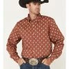 Rank 45 Men's Caballo Geo Print Long Sleeve Button-Down Western Shirt  Light Red -Rank 45 shop 2000374157 630 P1